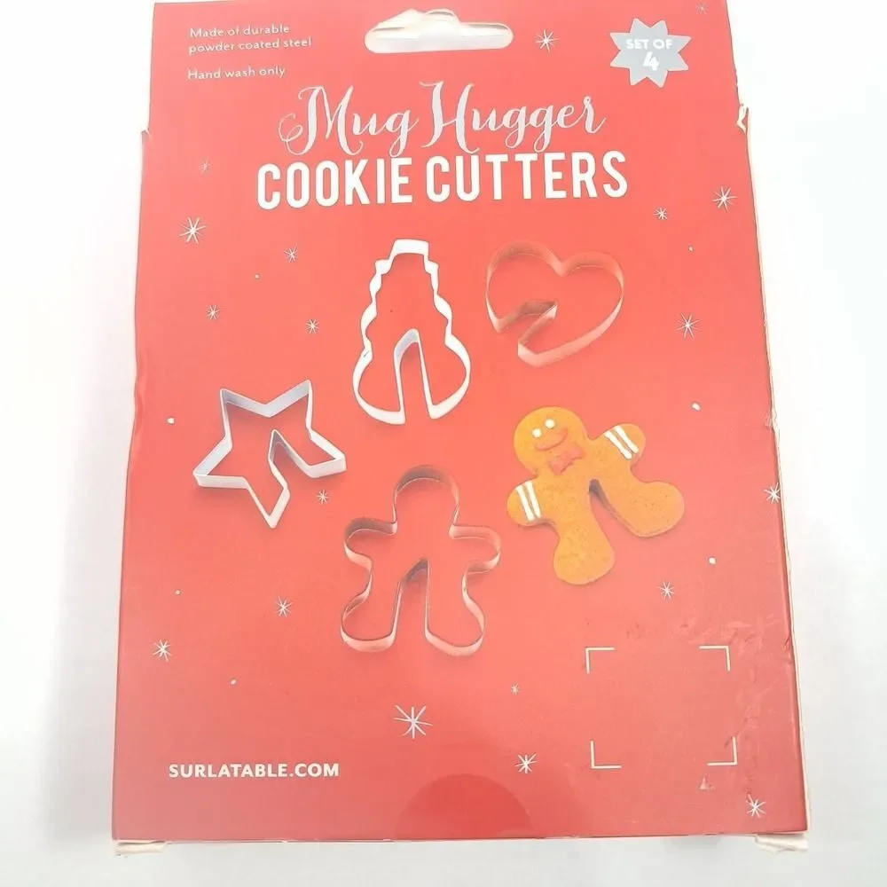 NEW Sur La Table Mug Hugger Cookie Cutters Christmas Gingerbread man Snowman